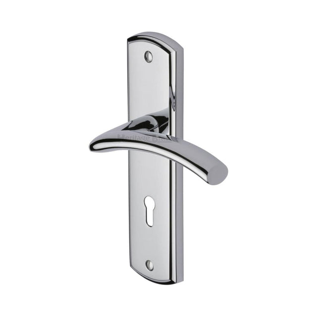 Heritage Brass Door Furniture Polished Chrome / Std. Lock Handles Heritage Brass - Door Handle Lever Lock Centaur Design Polished Chrome Finish