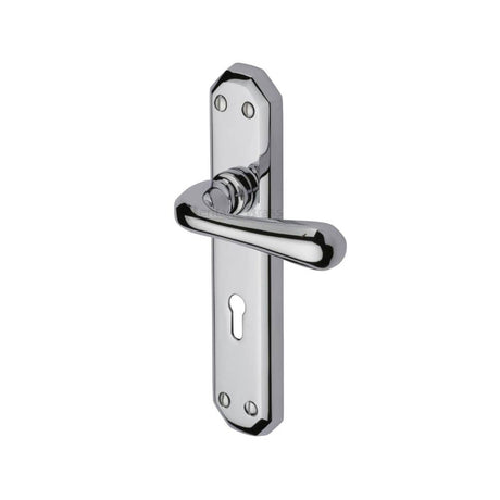 Heritage Brass Door Furniture Polished Chrome / Std. Lock Handles Heritage Brass - Door Handle Lever Lock Charlbury Design Polished Chrome Finish