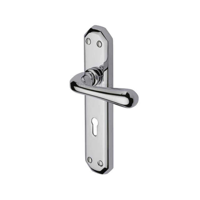 Heritage Brass Door Furniture Polished Chrome / Std. Lock Handles Heritage Brass - Door Handle Lever Lock Charlbury Design Polished Chrome Finish