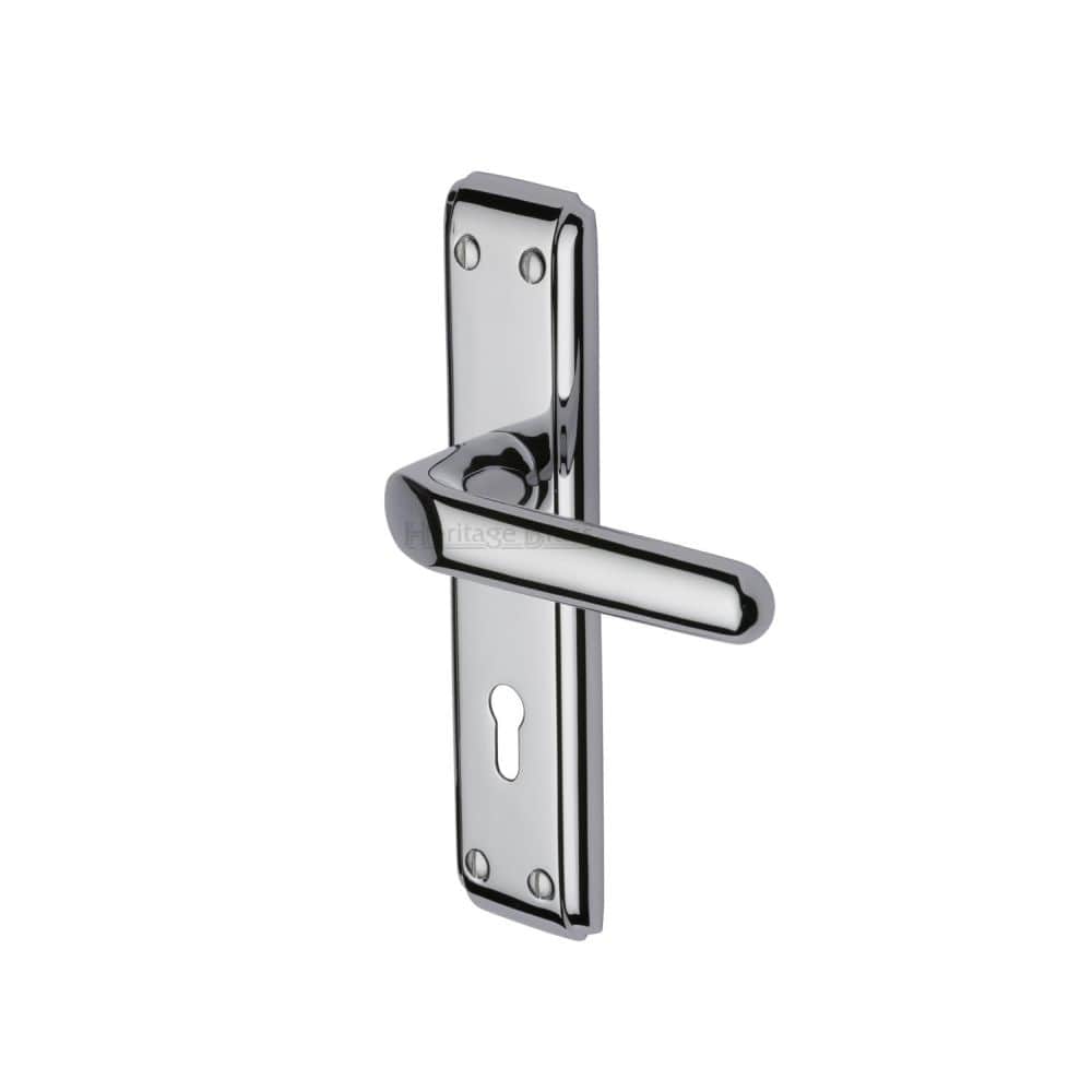 Heritage Brass Door Furniture Polished Chrome / Std. Lock Handles Heritage Brass - Door Handle Lever Lock Deco Design Polished Chrome Finish