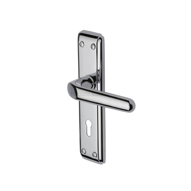 Heritage Brass Door Furniture Polished Chrome / Std. Lock Handles Heritage Brass - Door Handle Lever Lock Deco Design Polished Chrome Finish