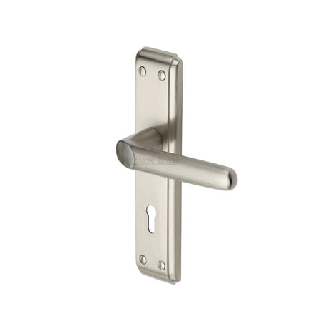 Heritage Brass Door Furniture Satin Nickel / Std. Lock Handles Heritage Brass - Door Handle Lever Lock Deco Design Satin Nickel Finish