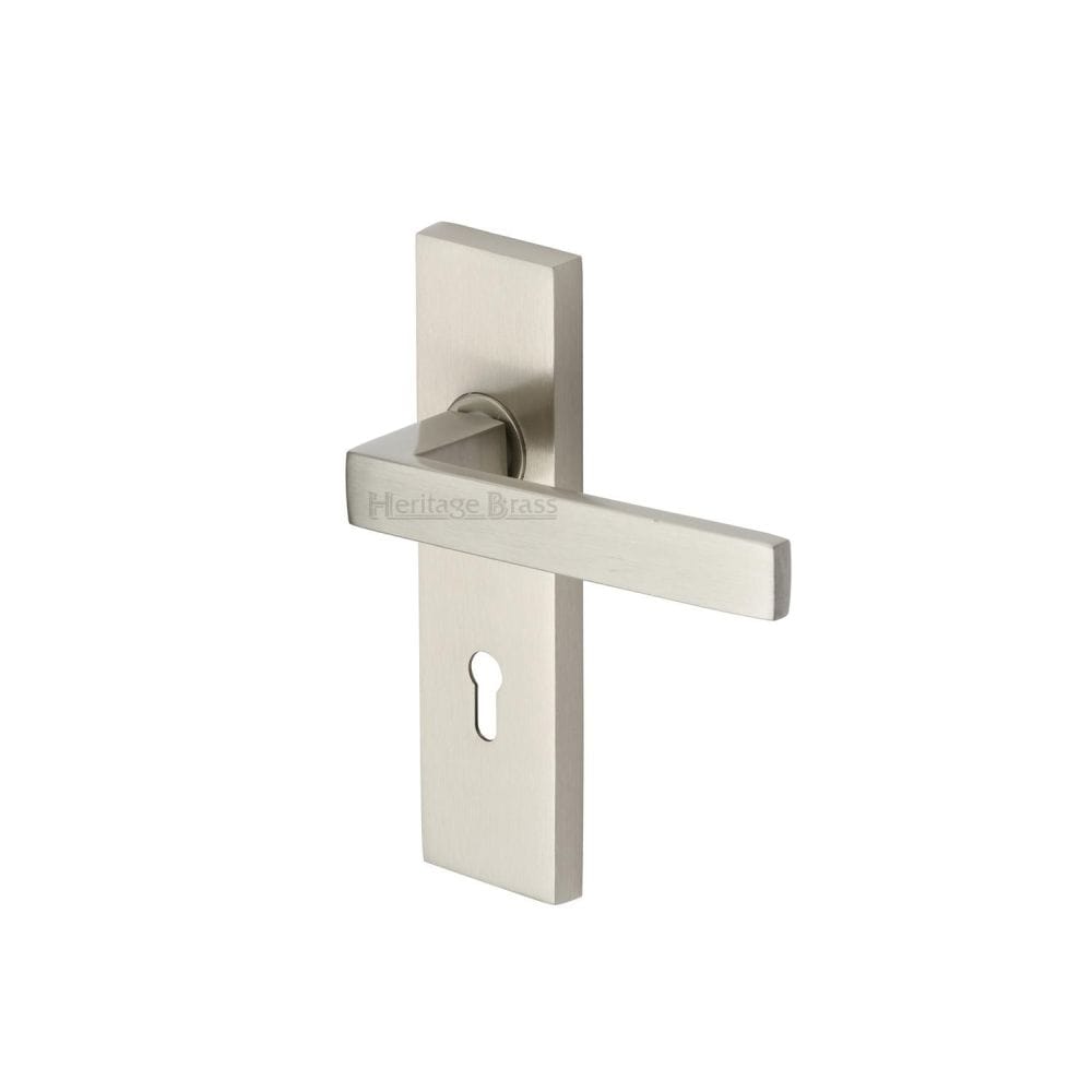 Heritage Brass Door Furniture Satin Nickel / Std. Lock Handles Heritage Brass - Door Handle Lever Lock Delta Design Satin Nickel Finish