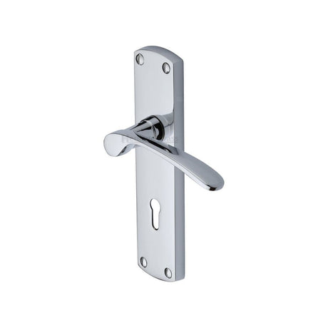 Heritage Brass Door Furniture Polished Chrome / Std. Lock Handles Heritage Brass - Door Handle Lever Lock Diplomat Design Polished Chrome Finish
