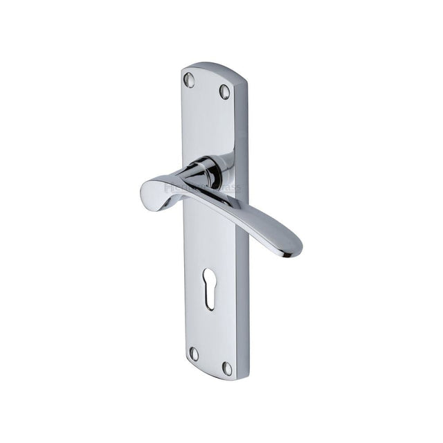 Heritage Brass Door Furniture Polished Chrome / Std. Lock Handles Heritage Brass - Door Handle Lever Lock Diplomat Design Polished Chrome Finish
