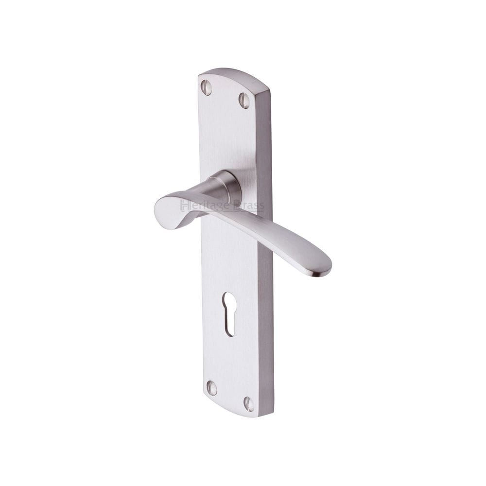 Heritage Brass Door Furniture Satin Nickel / Std. Lock Handles Heritage Brass - Door Handle Lever Lock Diplomat Design Satin Nickel Finish