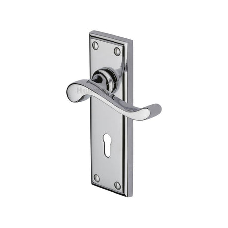 Heritage Brass Door Furniture Polished Chrome / Std. Lock Handles Heritage Brass - Door Handle Lever Lock Edwardian Design Polished Chrome Finish