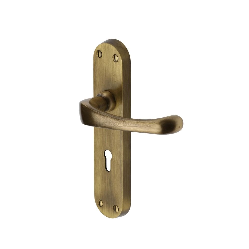 Heritage Brass Door Furniture Antique Brass / Std. Lock Handles Heritage Brass - Door Handle Lever Lock Gloucester Design Antique Brass Finish