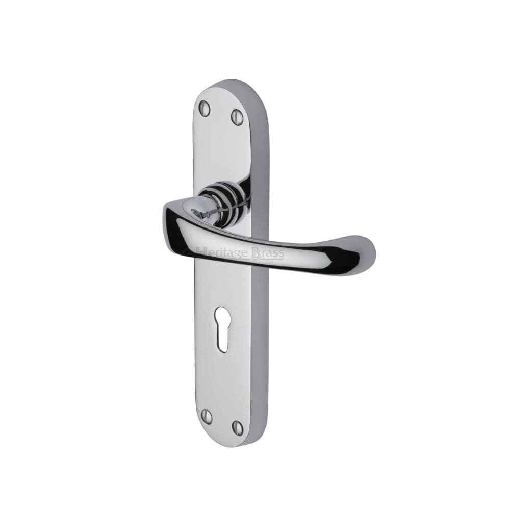 Heritage Brass Door Furniture Polished Chrome / Std. Lock Handles Heritage Brass - Door Handle Lever Lock Gloucester Design Polished Chrome Finish