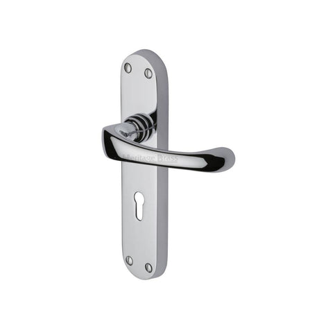 Heritage Brass Door Furniture Polished Chrome / Std. Lock Handles Heritage Brass - Door Handle Lever Lock Gloucester Design Polished Chrome Finish