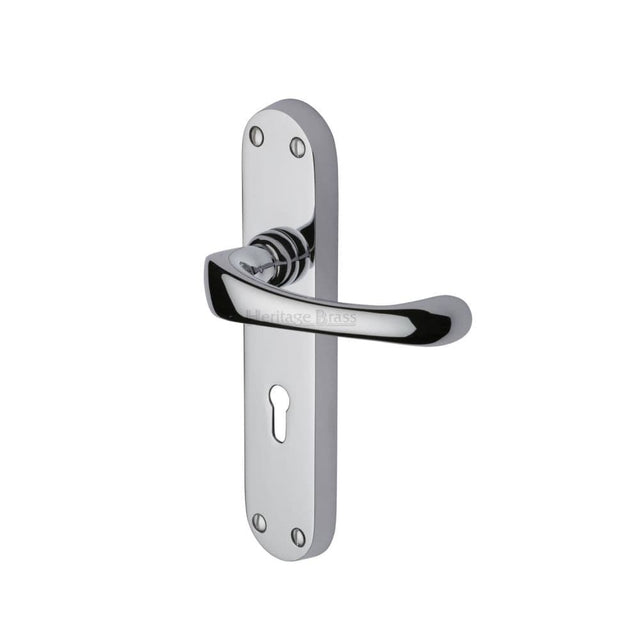 Heritage Brass Door Furniture Polished Chrome / Std. Lock Handles Heritage Brass - Door Handle Lever Lock Gloucester Design Polished Chrome Finish