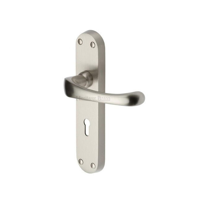 Heritage Brass Door Furniture Satin Nickel / Std. Lock Handles Heritage Brass - Door Handle Lever Lock Gloucester Design Satin Nickel Finish