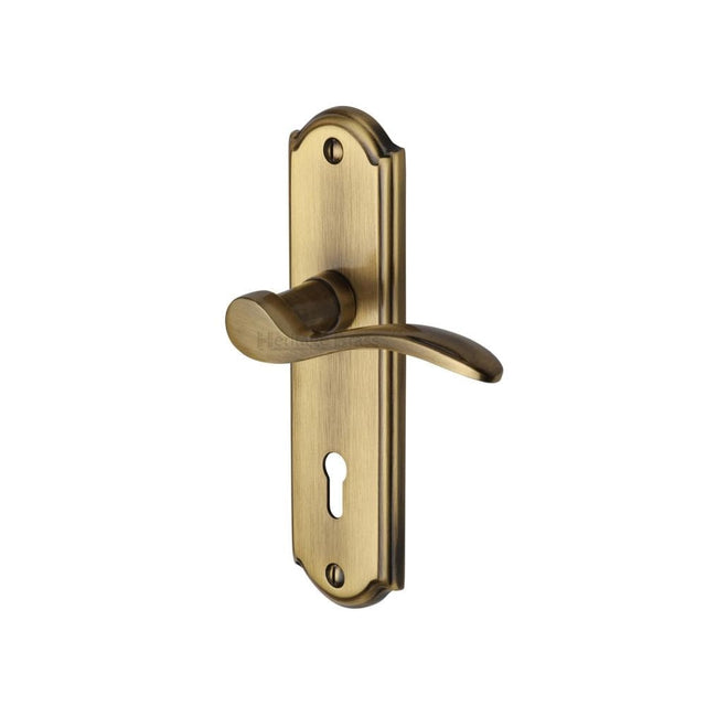 Heritage Brass Door Furniture Antique Brass / Std. Lock Handles Heritage Brass - Door Handle Lever Lock Howard Design Antique Brass Finish