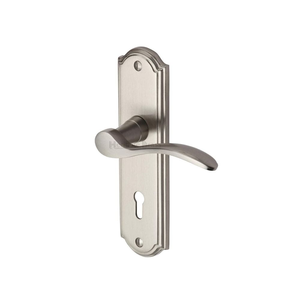 Heritage Brass Door Furniture Satin Nickel / Std. Lock Handles Heritage Brass - Door Handle Lever Lock Howard Design Satin Nickel Finish
