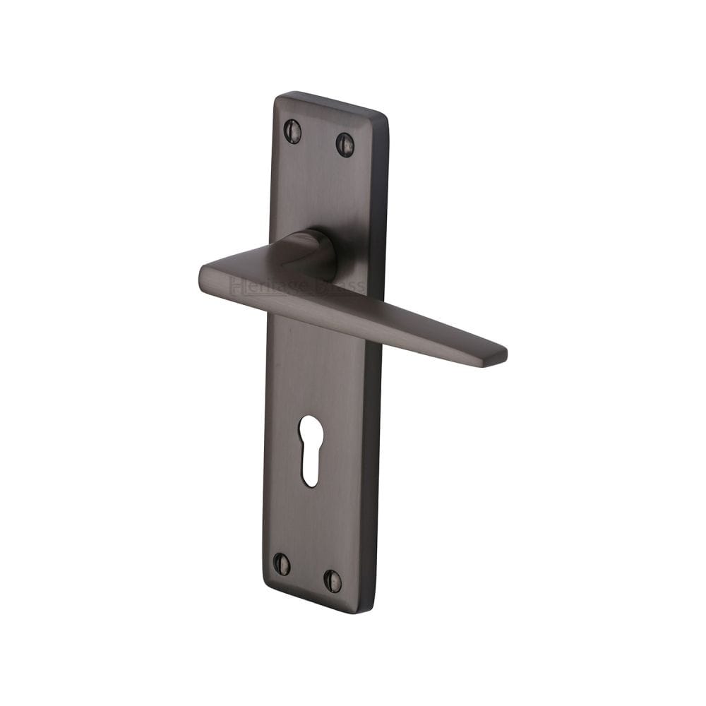Heritage Brass Door Furniture Matt Bronze / Std. Lock Handles Heritage Brass - Door Handle Lever Lock Kendal Design Matt Bronze Finish