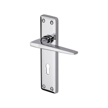 Heritage Brass Door Furniture Polished Chrome / Std. Lock Handles Heritage Brass - Door Handle Lever Lock Kendal Design Polished Chrome Finish