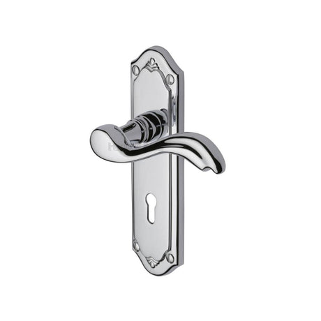 Heritage Brass Door Furniture Polished Chrome / Std. Lock Handles Heritage Brass - Door Handle Lever Lock Lisboa Design Polished Chrome Finish