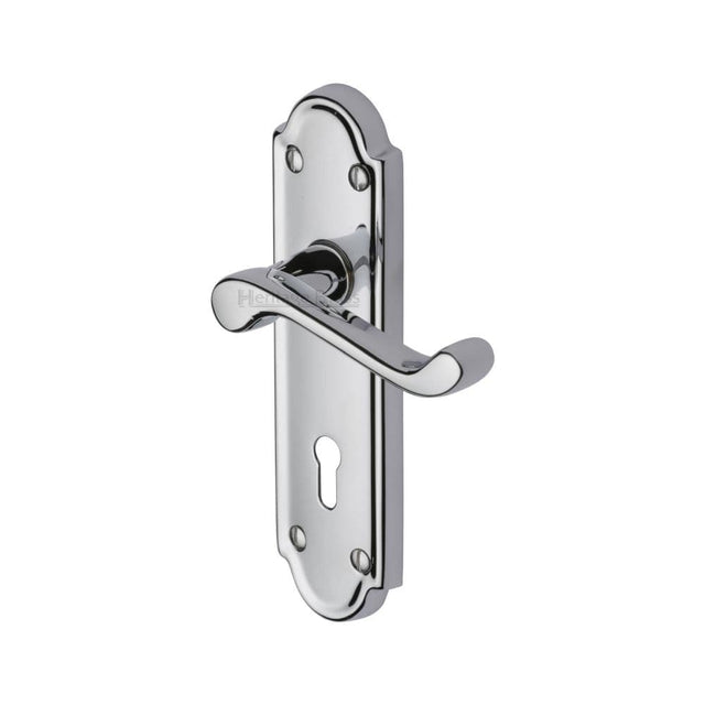 Heritage Brass Door Furniture Polished Chrome / Std. Lock Handles Heritage Brass - Door Handle Lever Lock Meridian Design Polished Chrome Finish