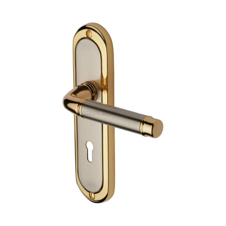 Heritage Brass Door Furniture Jupiter Split Finish / Std. Lock Handles Heritage Brass - Door Handle Lever Lock Saturn Design Jupiter Finish
