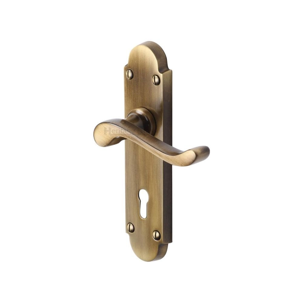 Heritage Brass Door Furniture Antique Brass / Std. Lock Handles Heritage Brass - Door Handle Lever Lock Savoy Design Antique Brass Finish