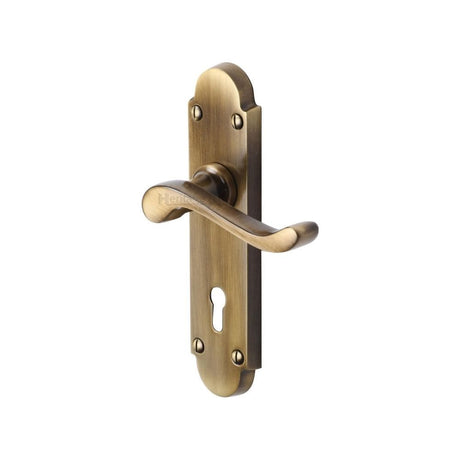 Heritage Brass Door Furniture Antique Brass / Std. Lock Handles Heritage Brass - Door Handle Lever Lock Savoy Design Antique Brass Finish