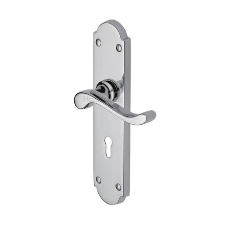 Heritage Brass Door Furniture Polished Chrome / Std. Lock Handles Heritage Brass - Door Handle Lever Lock Savoy Long Design Polished Chrome Finish