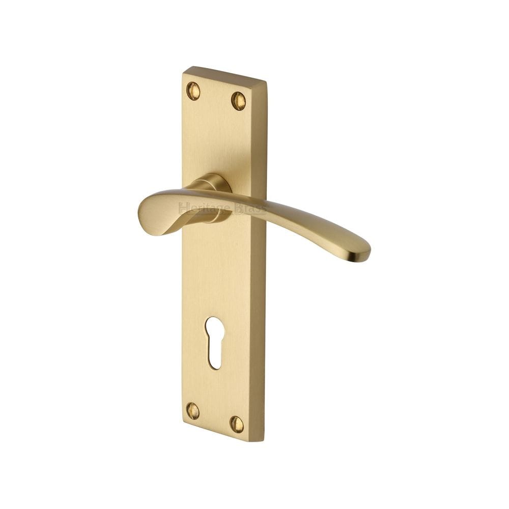 Heritage Brass Door Furniture Satin Brass / Std. Lock Handles Heritage Brass - Door Handle Lever Lock Sophia Design Satin Brass Finish