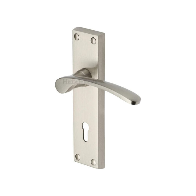 Heritage Brass Door Furniture Satin Nickel / Std. Lock Handles Heritage Brass - Door Handle Lever Lock Sophia Design Satin Nickel Finish