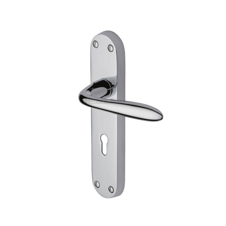 Heritage Brass Door Furniture Polished Chrome / Std. Lock Handles Heritage Brass - Door Handle Lever Lock Sutton Design Polished Chrome Finish