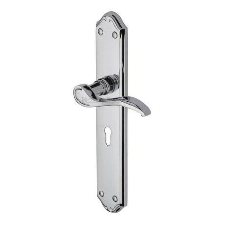 Heritage Brass Door Furniture Polished Chrome / Std. Lock Handles Heritage Brass - Door Handle Lever Lock Verona Design Polished Chrome Finish