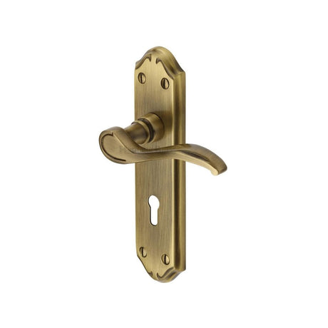 Heritage Brass Door Furniture Antique Brass / Std. Lock Handles Heritage Brass - Door Handle Lever Lock Verona Small Design Antique Brass Finish