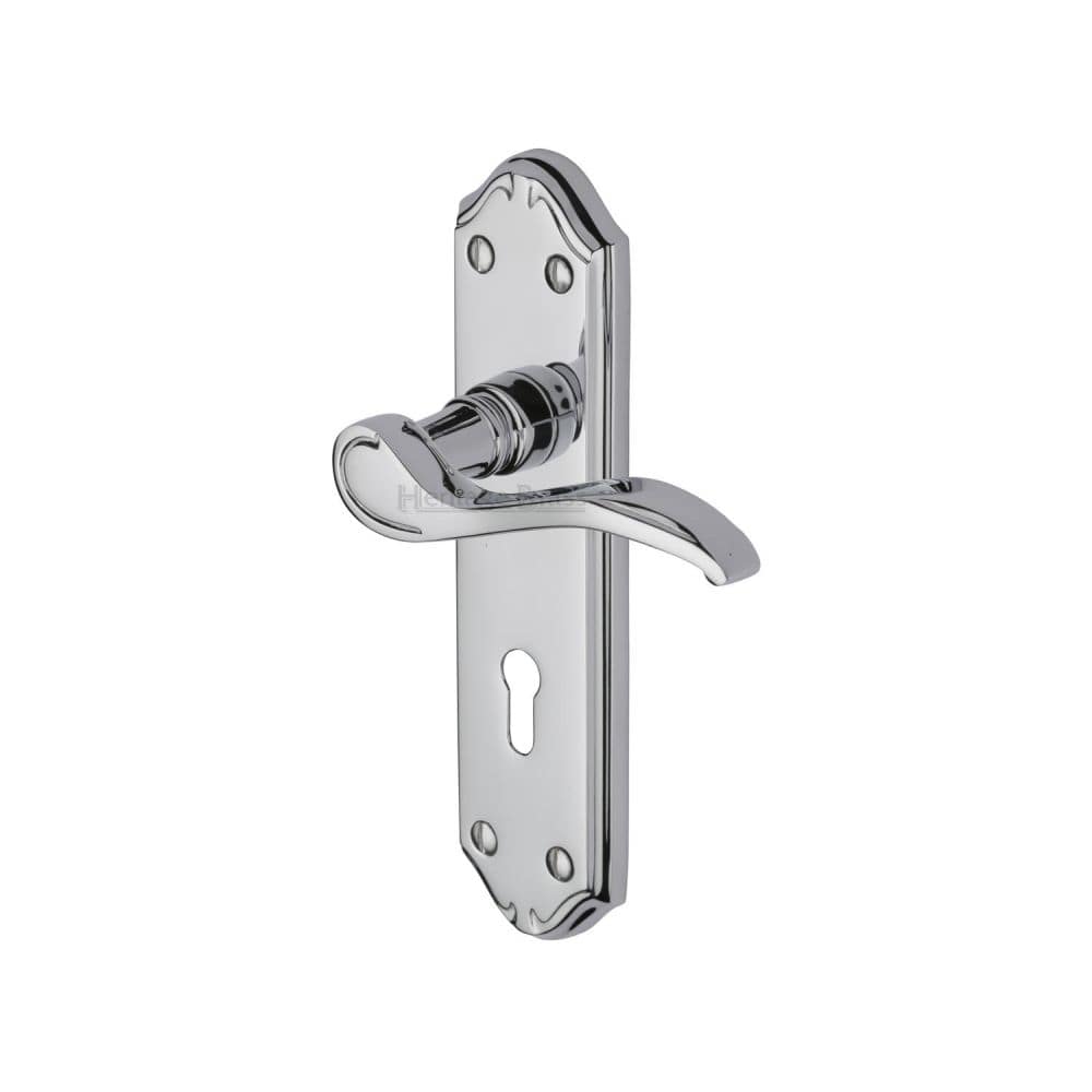 Heritage Brass Door Furniture Polished Chrome / Std. Lock Handles Heritage Brass - Door Handle Lever Lock Verona Small Design Polished Chrome Finish
