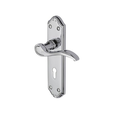 Heritage Brass Door Furniture Polished Chrome / Std. Lock Handles Heritage Brass - Door Handle Lever Lock Verona Small Design Polished Chrome Finish