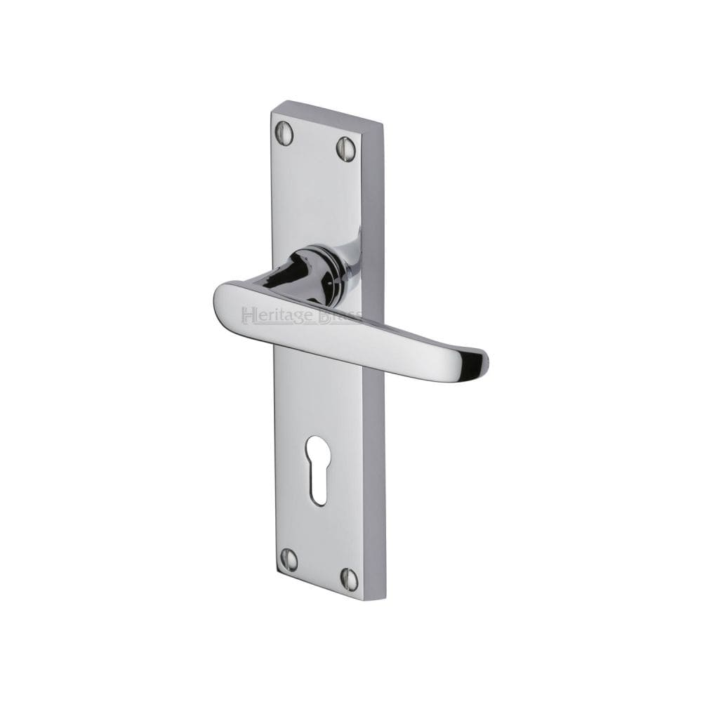 Heritage Brass Door Furniture Polished Chrome / Std. Lock Handles Heritage Brass - Door Handle Lever Lock Victoria Design Polished Chrome Finish