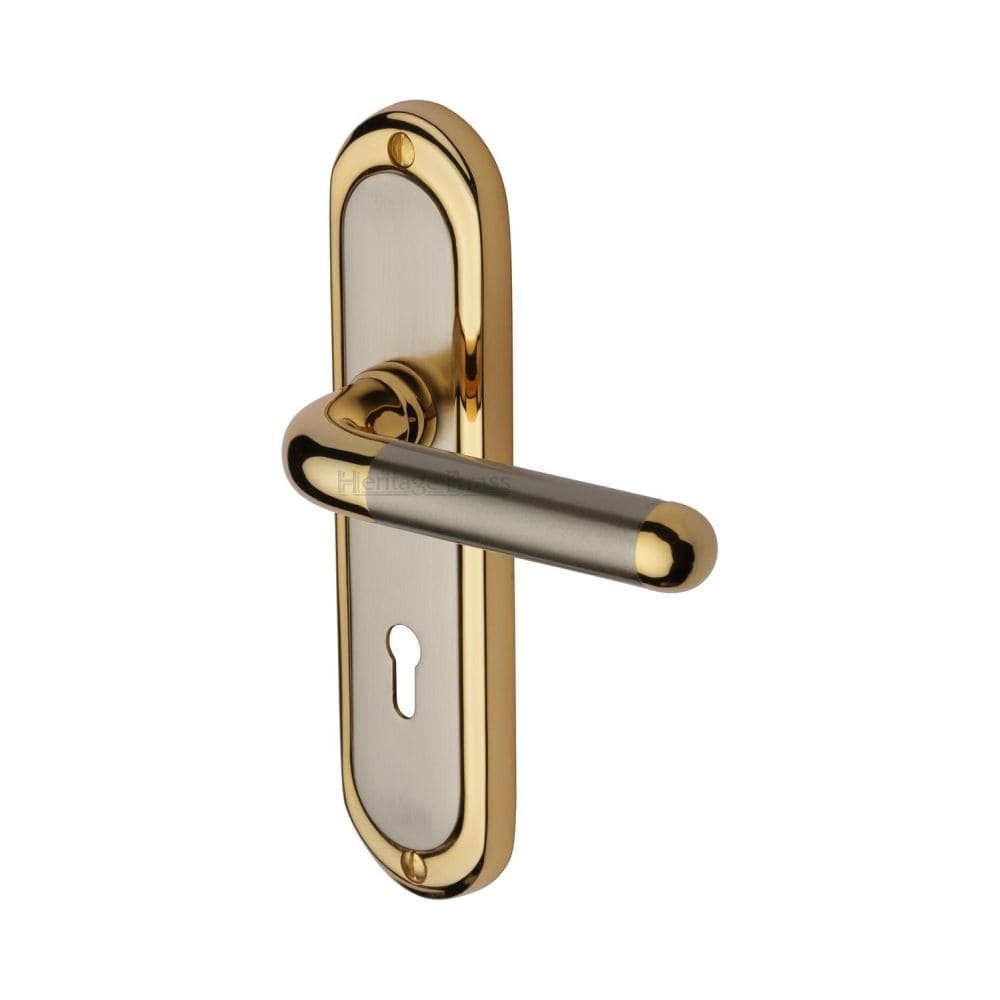 Heritage Brass Door Furniture Jupiter Split Finish / Std. Lock Handles Heritage Brass - Door Handle Lever Lock Vienna Design Jupiter Finish