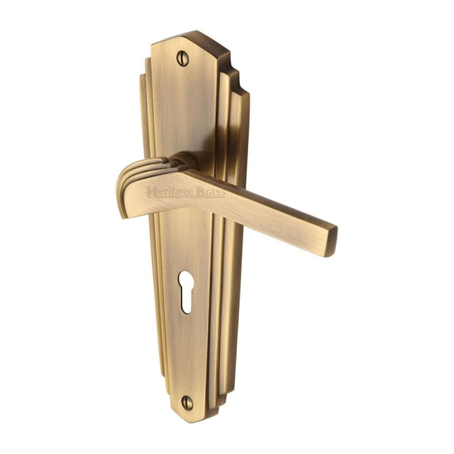 Heritage Brass Door Furniture Antique Brass / Std. Lock Handles Heritage Brass - Door Handle Lever Lock Waldorf Design Antique Brass Finish