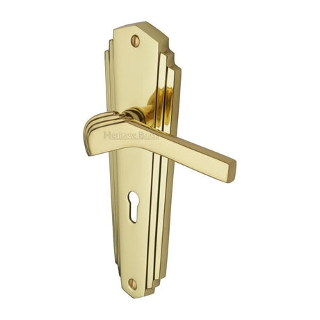 Heritage Brass Door Furniture Polished Brass / Std. Lock Handles Heritage Brass - Door Handle Lever Lock Waldorf Design Polished Brass Finish