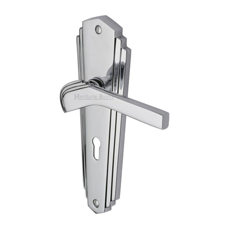 Heritage Brass Door Furniture Polished Chrome / Std. Lock Handles Heritage Brass - Door Handle Lever Lock Waldorf Design Polished Chrome Finish