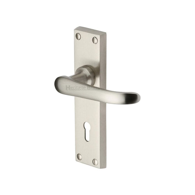 Heritage Brass Door Furniture Satin Nickel / Std. Lock Handles Heritage Brass - Door Handle Lever Lock Windsor Design Satin Nickel Finish
