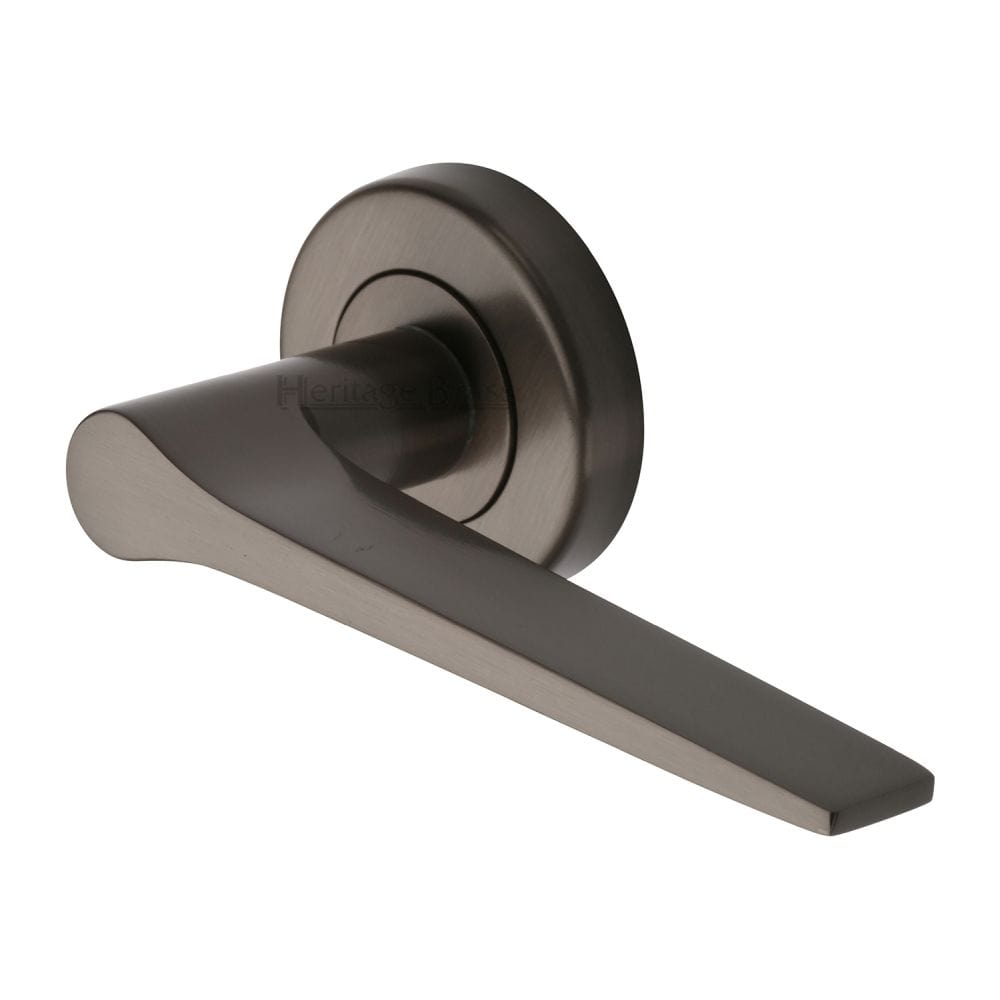 Heritage Brass Door Furniture Matt Bronze / Round Rose Heritage Brass - Door Handle Lever on Rose Gio Design Matt Bronze Finish