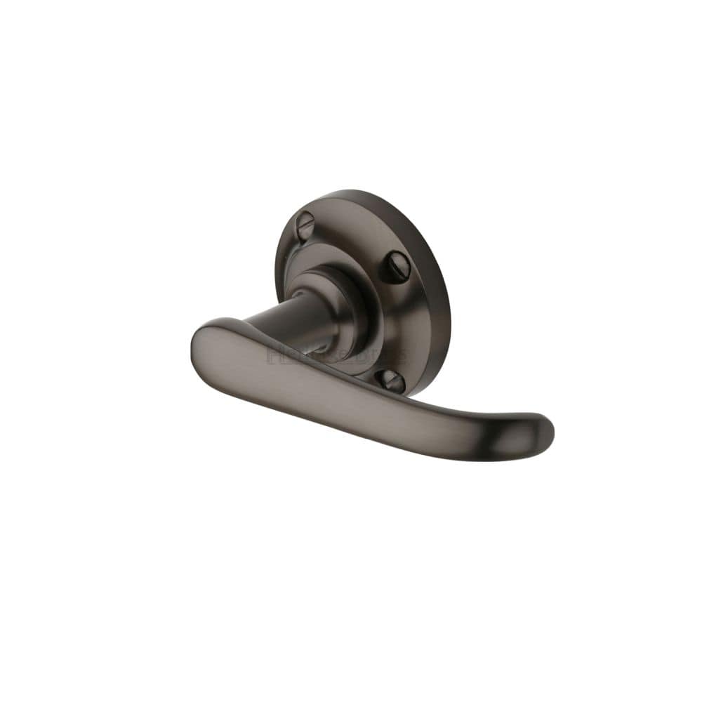 Heritage Brass Door Furniture Matt Bronze / Round Rose Heritage Brass - Door Handle Lever on Rose Windsor Design Matt Bronze Finish