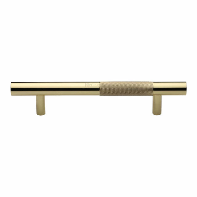 Heritage Brass Door Furniture Polished Brass / Pull Handles (Bolt Through) Heritage Brass - Door Pull Handle Bar Knurled Design 305mm Polished Brass Finish