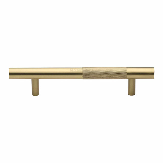 Heritage Brass Door Furniture Satin Brass / Pull Handles (Bolt Through) Heritage Brass - Door Pull Handle Bar Knurled Design 305mm Satin Brass Finish