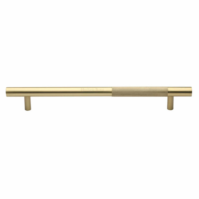Heritage Brass Door Furniture Satin Brass / Pull Handles (Bolt Through) Heritage Brass - Door Pull Handle Bar Knurled Design 457mm Satin Brass Finish