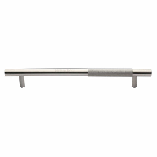 Heritage Brass Door Furniture Satin Nickel / Pull Handles (Bolt Through) Heritage Brass - Door Pull Handle Bar Knurled Design 457mm Satin Nickel Finish