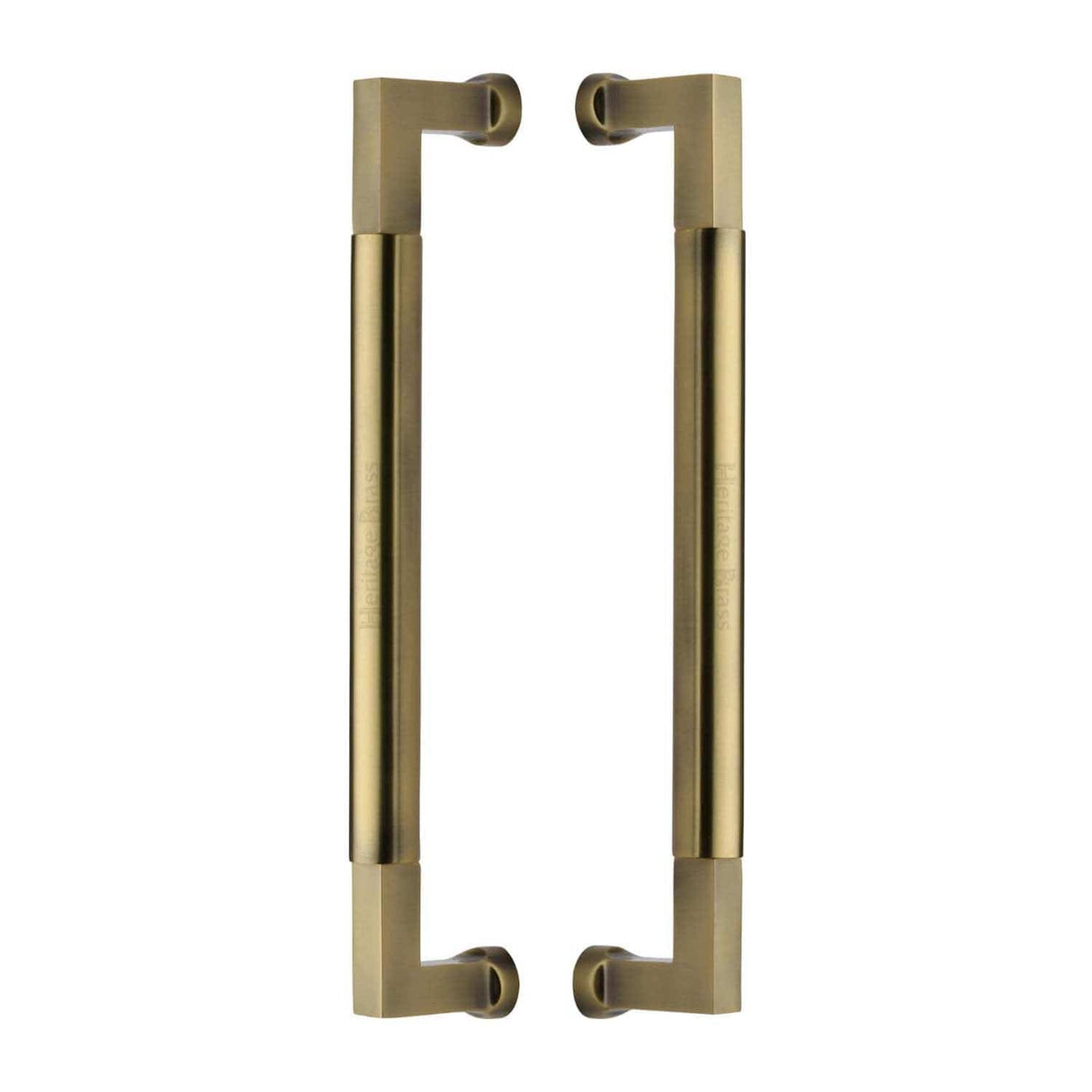 Heritage Brass Door Furniture Antique Brass / Back to Back Fixing Pack Heritage Brass - Door Pull Handle Bauhaus Design 330mm Antique Brass Finish