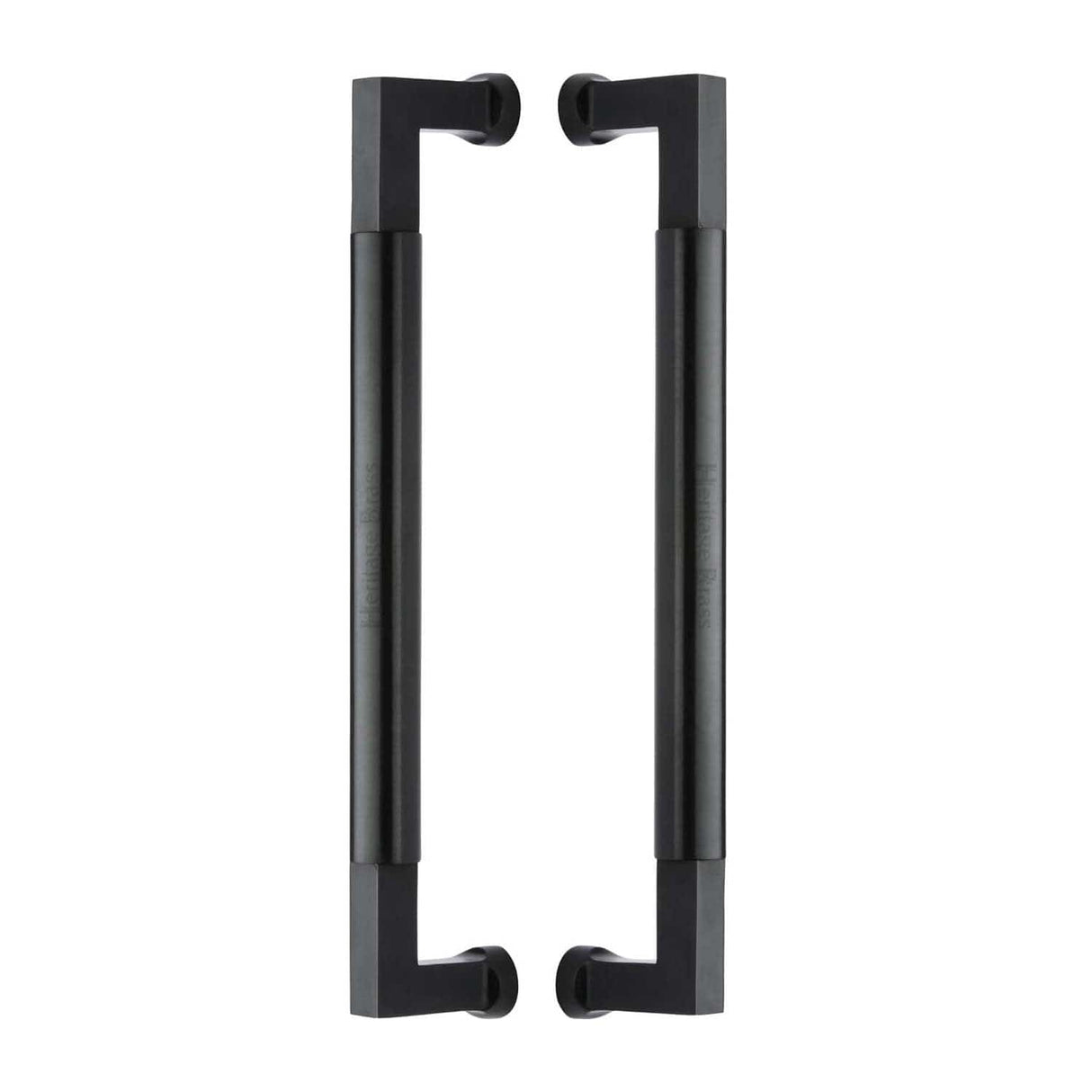 Heritage Brass Door Furniture Matt Black / Back to Back Fixing Pack Heritage Brass - Door Pull Handle Bauhaus Design 330mm Matt Black Finish
