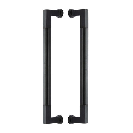 Heritage Brass Door Furniture Matt Black / Back to Back Fixing Pack Heritage Brass - Door Pull Handle Bauhaus Design 330mm Matt Black Finish