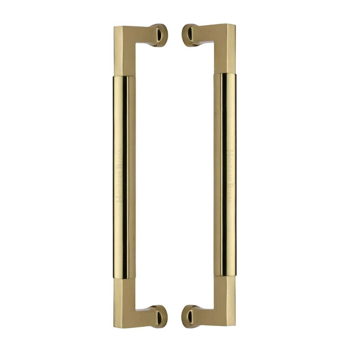 Heritage Brass Door Furniture Polished Brass / Back to Back Fixing Pack Heritage Brass - Door Pull Handle Bauhaus Design 330mm Polished Brass Finish
