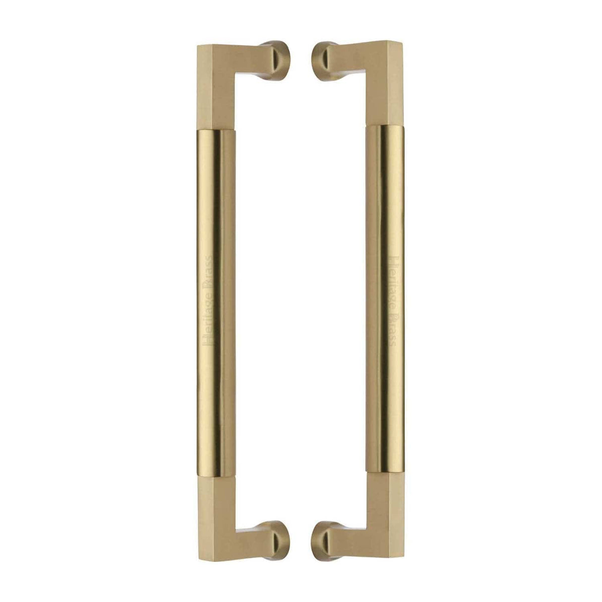 Heritage Brass Door Furniture Satin Brass / Back to Back Fixing Pack Heritage Brass - Door Pull Handle Bauhaus Design 330mm Satin Brass Finish